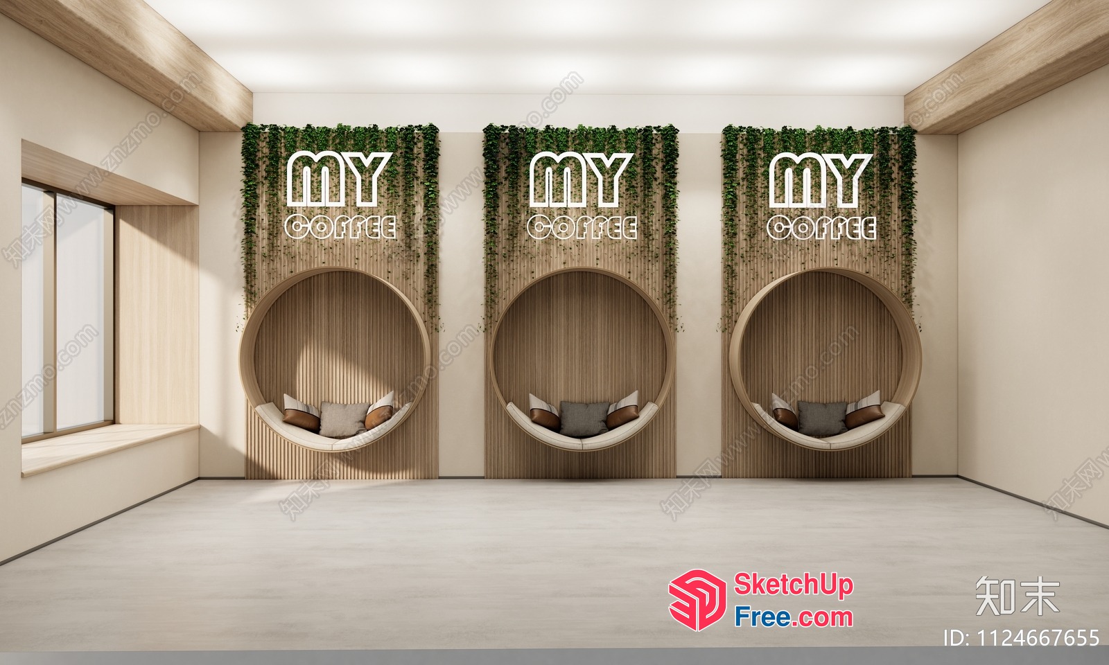 Minimalist Coffee Shop Interior 3D SketchUp File