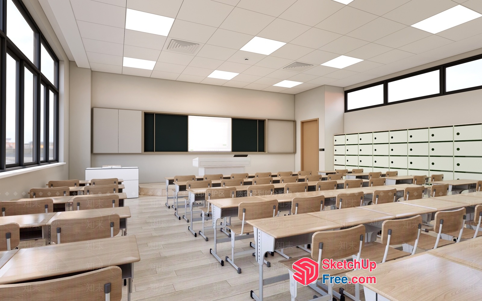 Modern Classroom With Natural Light 3D SketchUp File