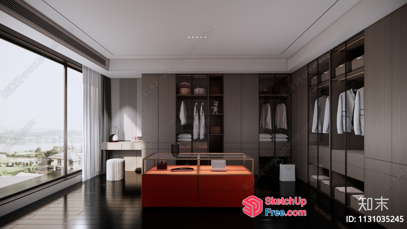 Modern Luxury Dressing Room With Glass And Wood Accents 3D SketchUp File