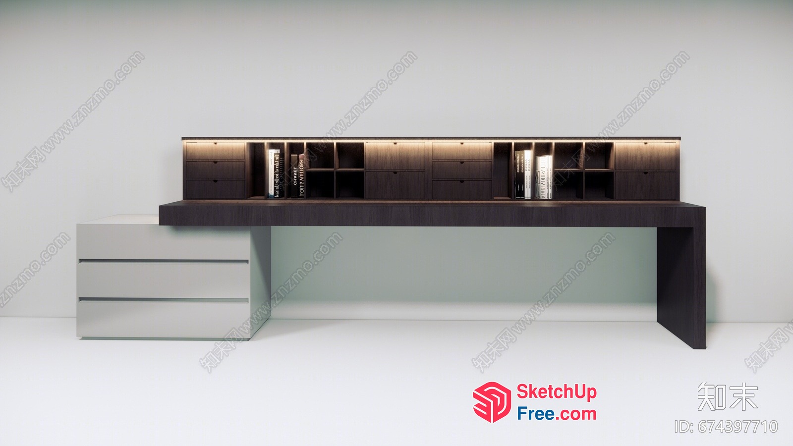 Modern Minimalist Bookcase With Underlighting 3D SketchUp File