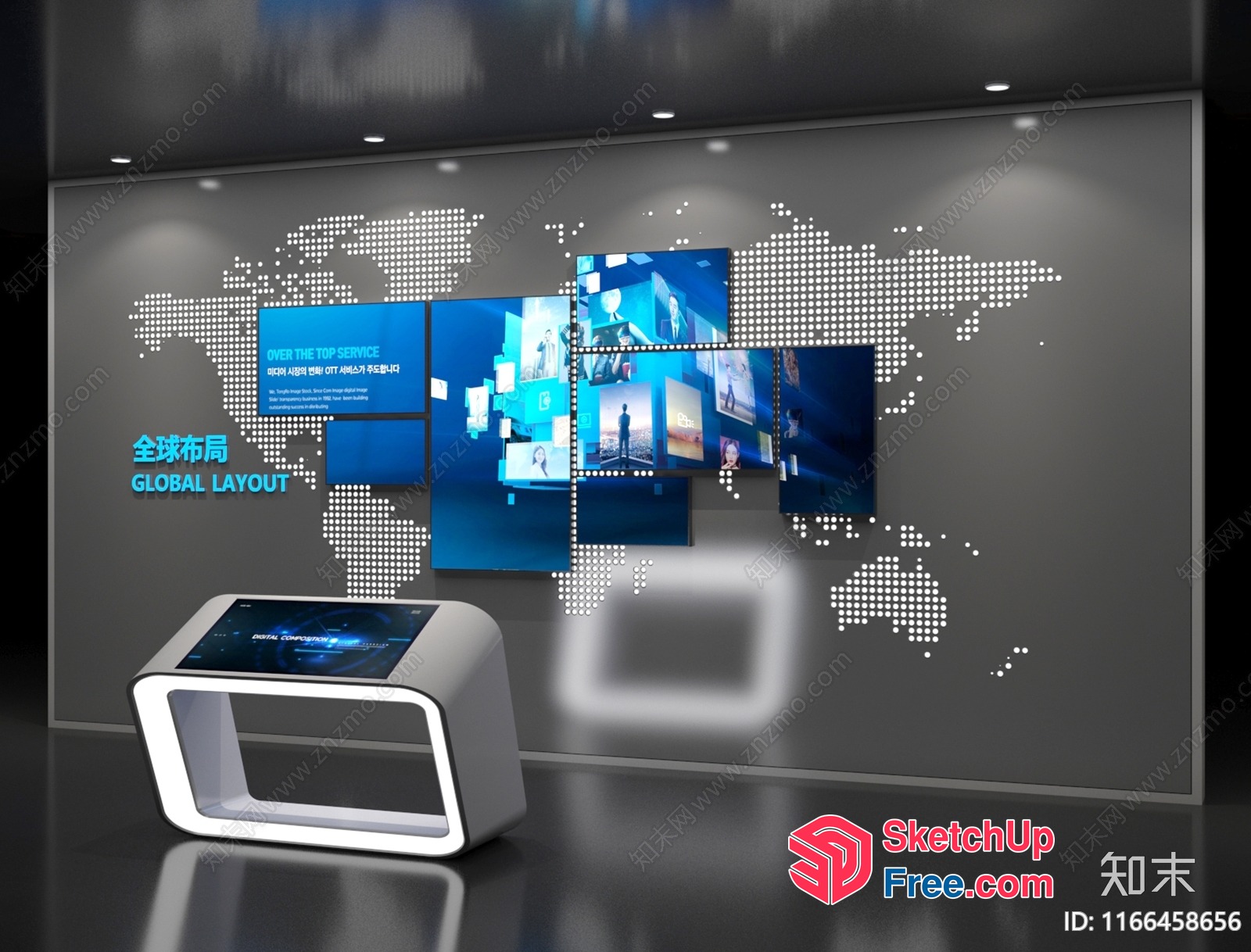 Digital Display And Global Layout 3D SketchUp File