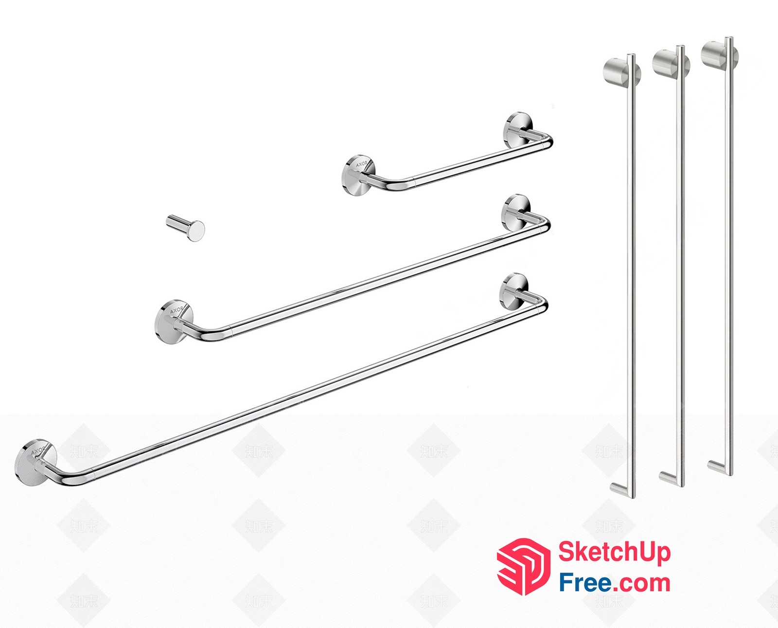 Modern Silver Hardware Set For Bathroom Decor 3D SketchUp File