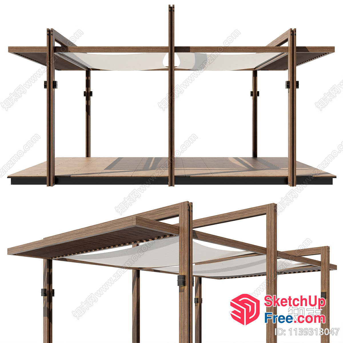 Wooden Outdoor Roof Structure 3D SketchUp File