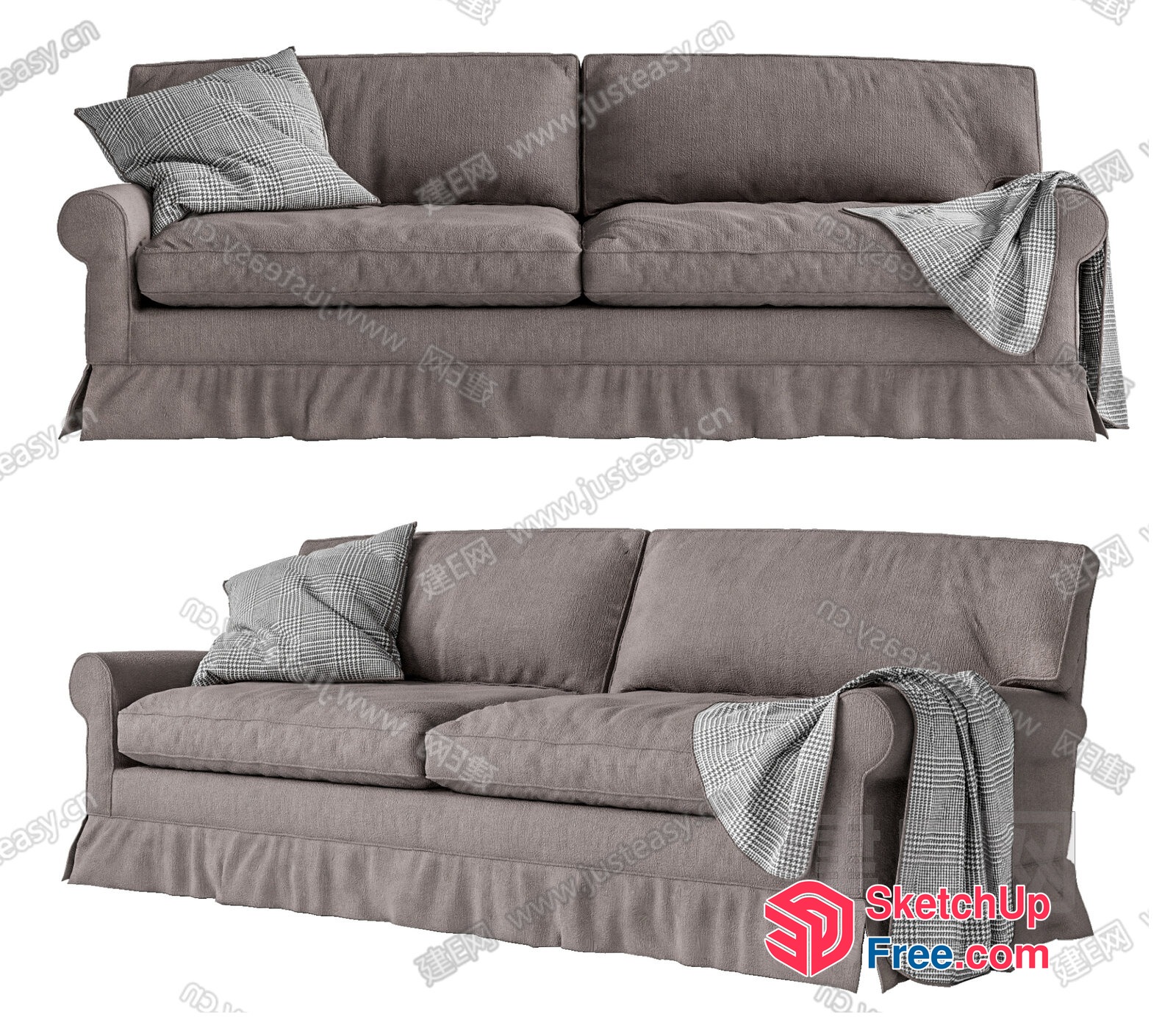 Comfortable Sofa With Plush Cushions And Pillows 3D SketchUp File