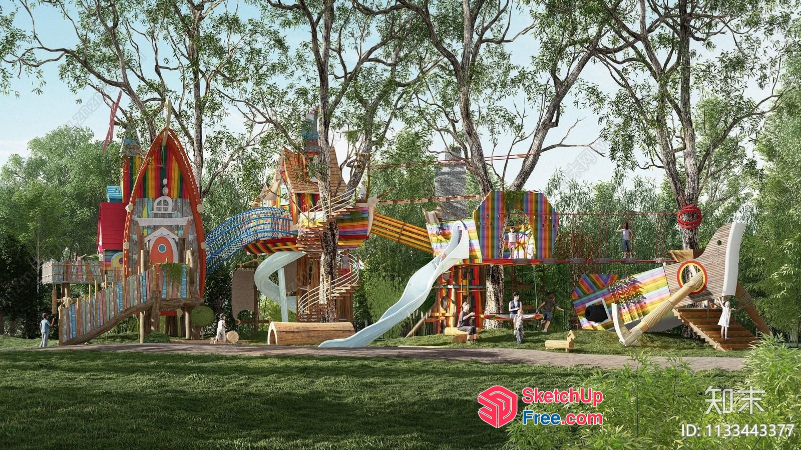 Colorful Treehouse Play Area 3D SketchUp File
