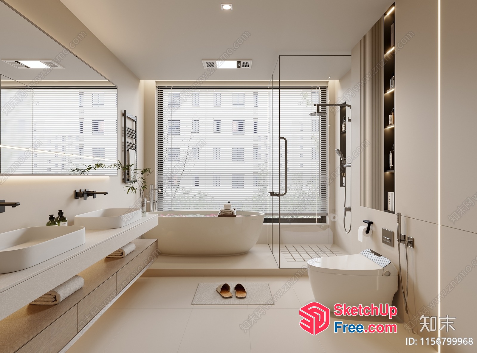 Modern Minimalist Bathroom Design With Natural Light 3D SketchUp File