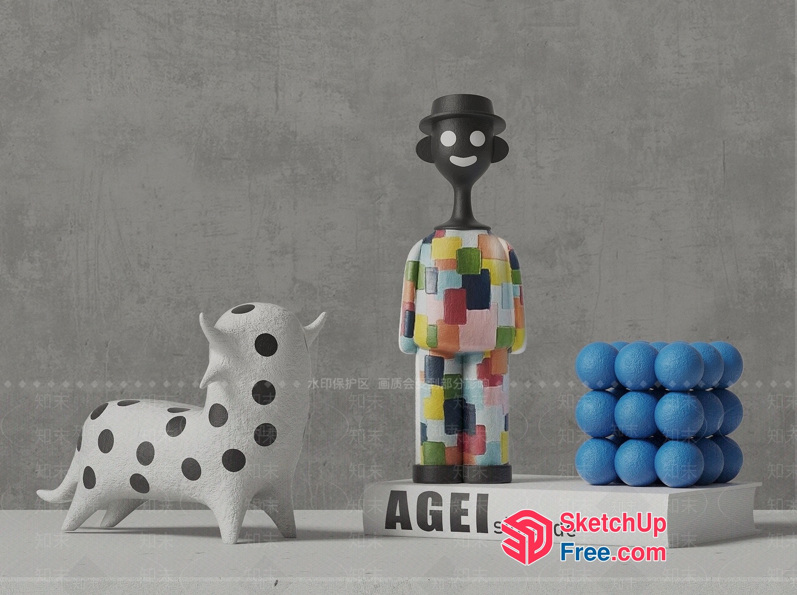 Modern Art Sculpture Arrangement 3D SketchUp File