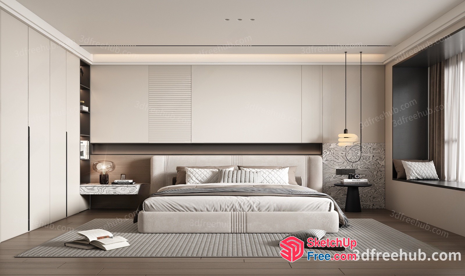Modern Minimalist Bedroom Interior 3D SketchUp File