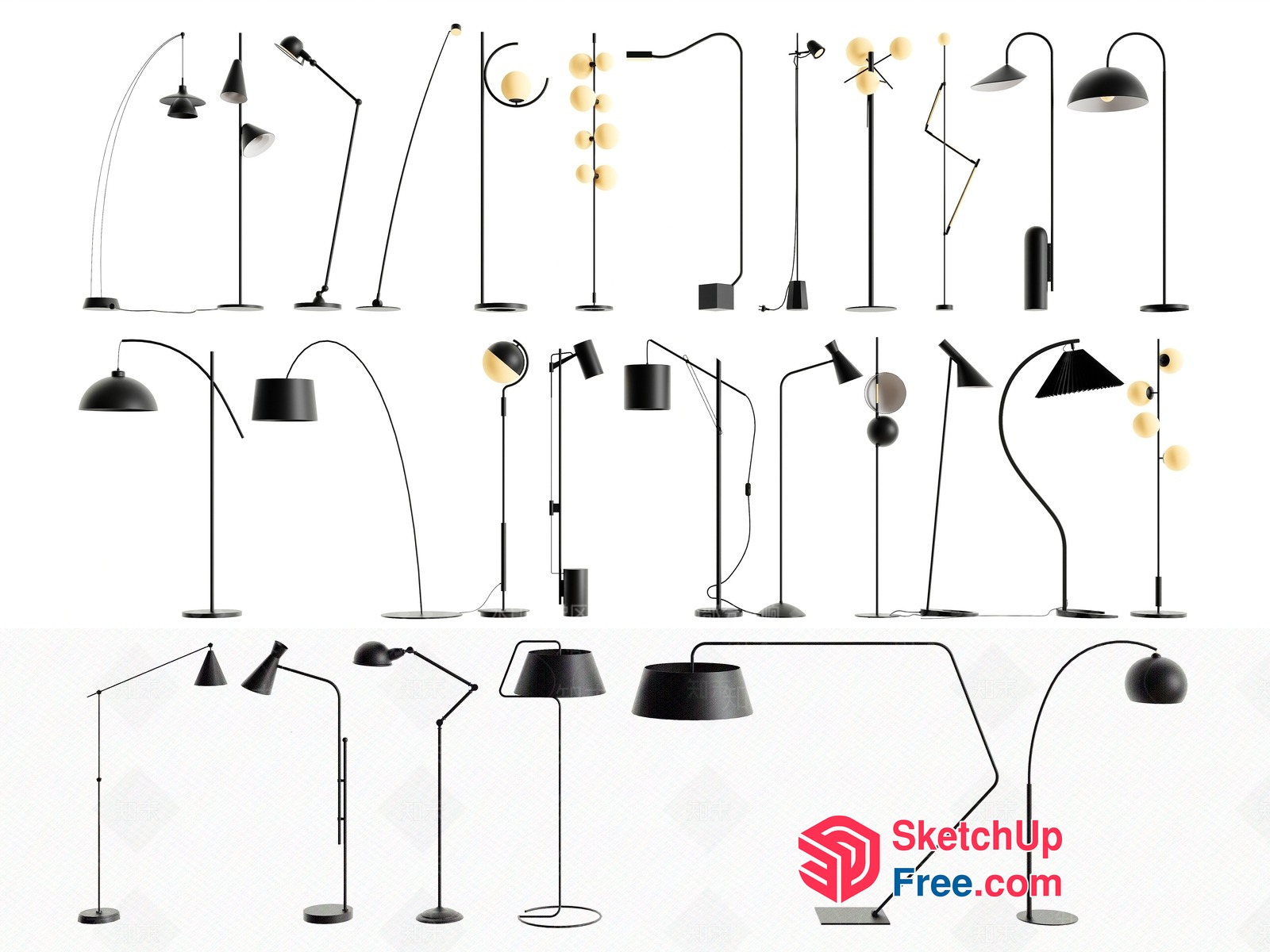 Modern Floor Lamps Collection 3D SketchUp File