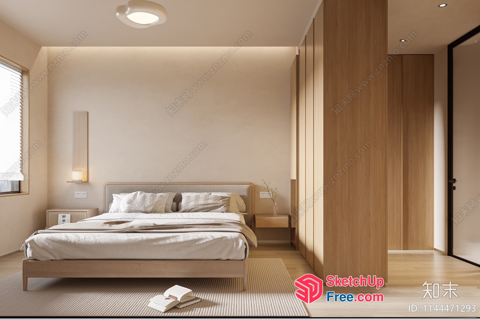 Minimalist Japanese-Style Bedroom Interior 3D SketchUp File