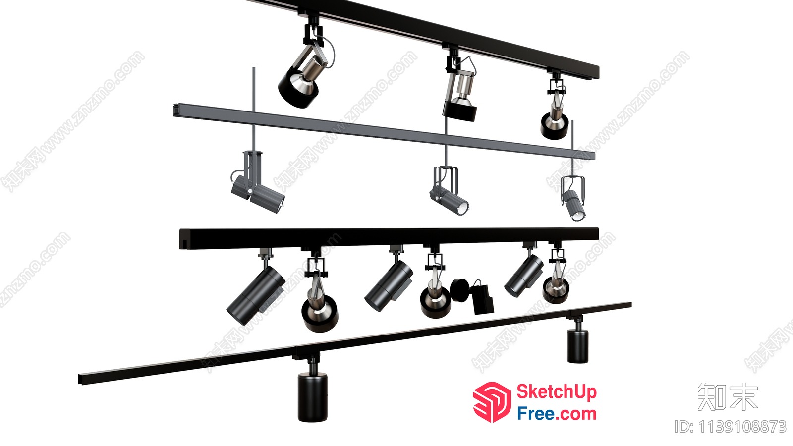 Black Track Lighting System 3D SketchUp File