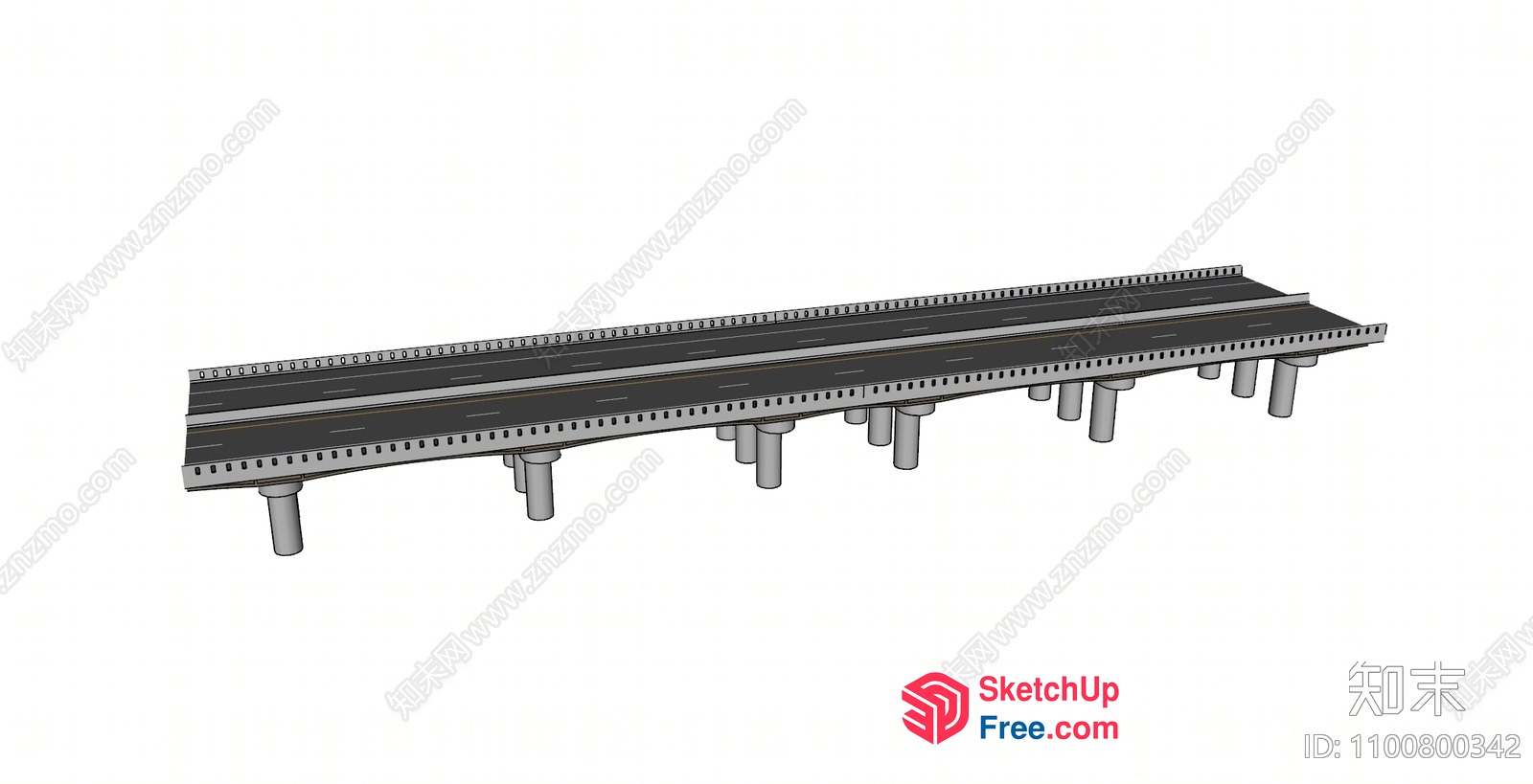 Elevated Roadway With Pillars And Railings 3D SketchUp File