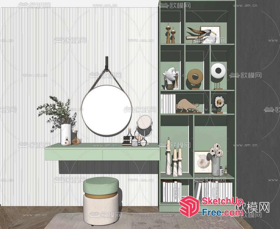 Modern Interior Design With A Mix Of Green And White Decor 3D SketchUp File