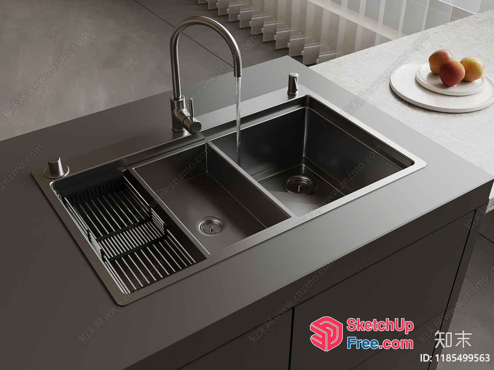 Modern Kitchen Sink With Faucet And Accessories 3D SketchUp File