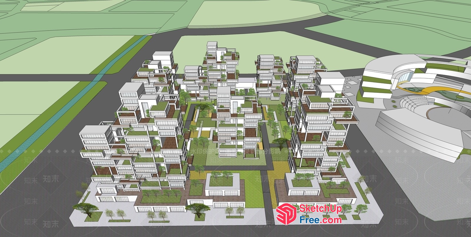 Futuristic Urban Development Complex 3D SketchUp File