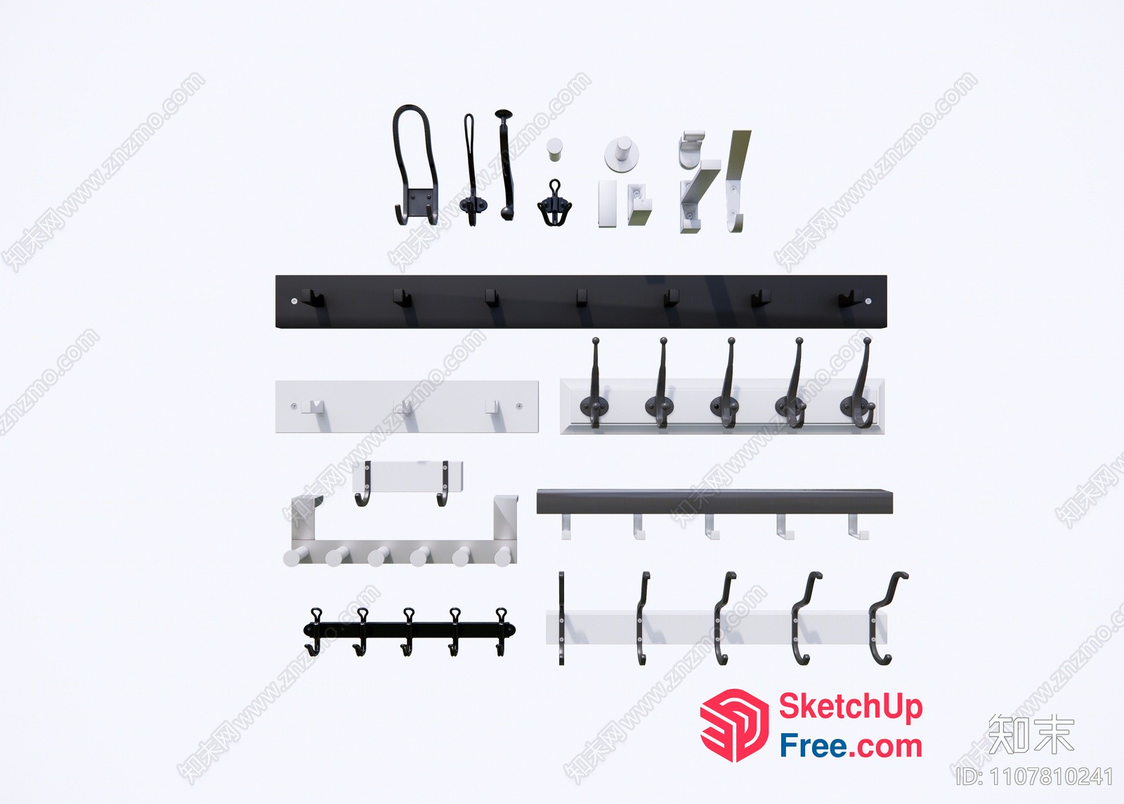 Collection Of Hardware Hooks And Coat Racks 3D SketchUp File