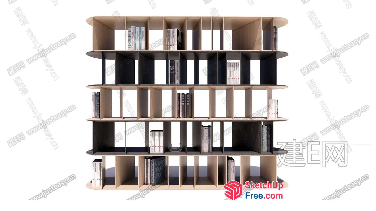 Bookcase With Multiple Shelves And Cubbies 3D SketchUp File
