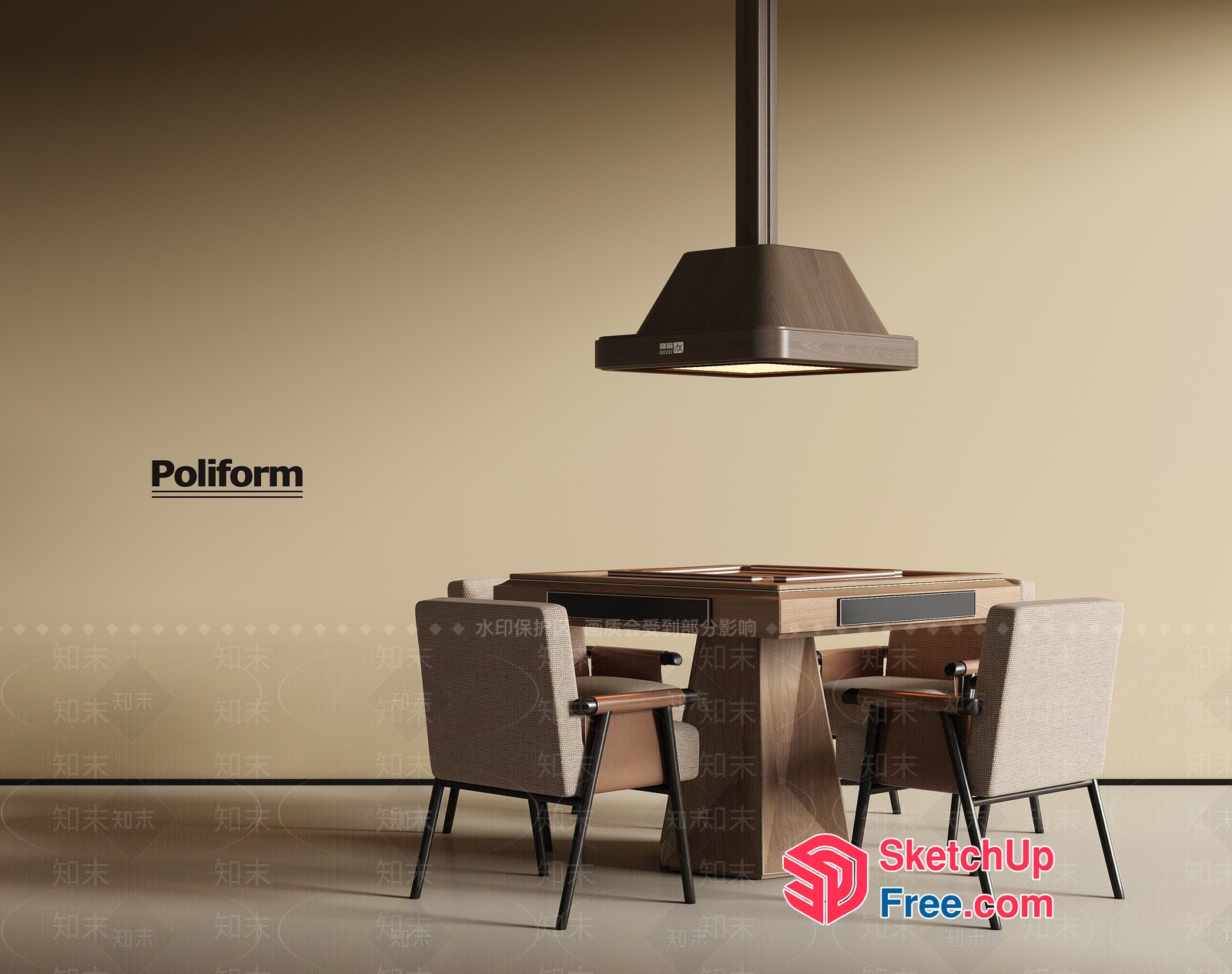 Poliform Dining Table And Chairs 3D SketchUp File