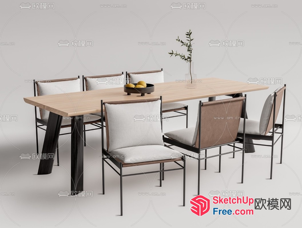 Modern Dining Table And Chairs 3D SketchUp File