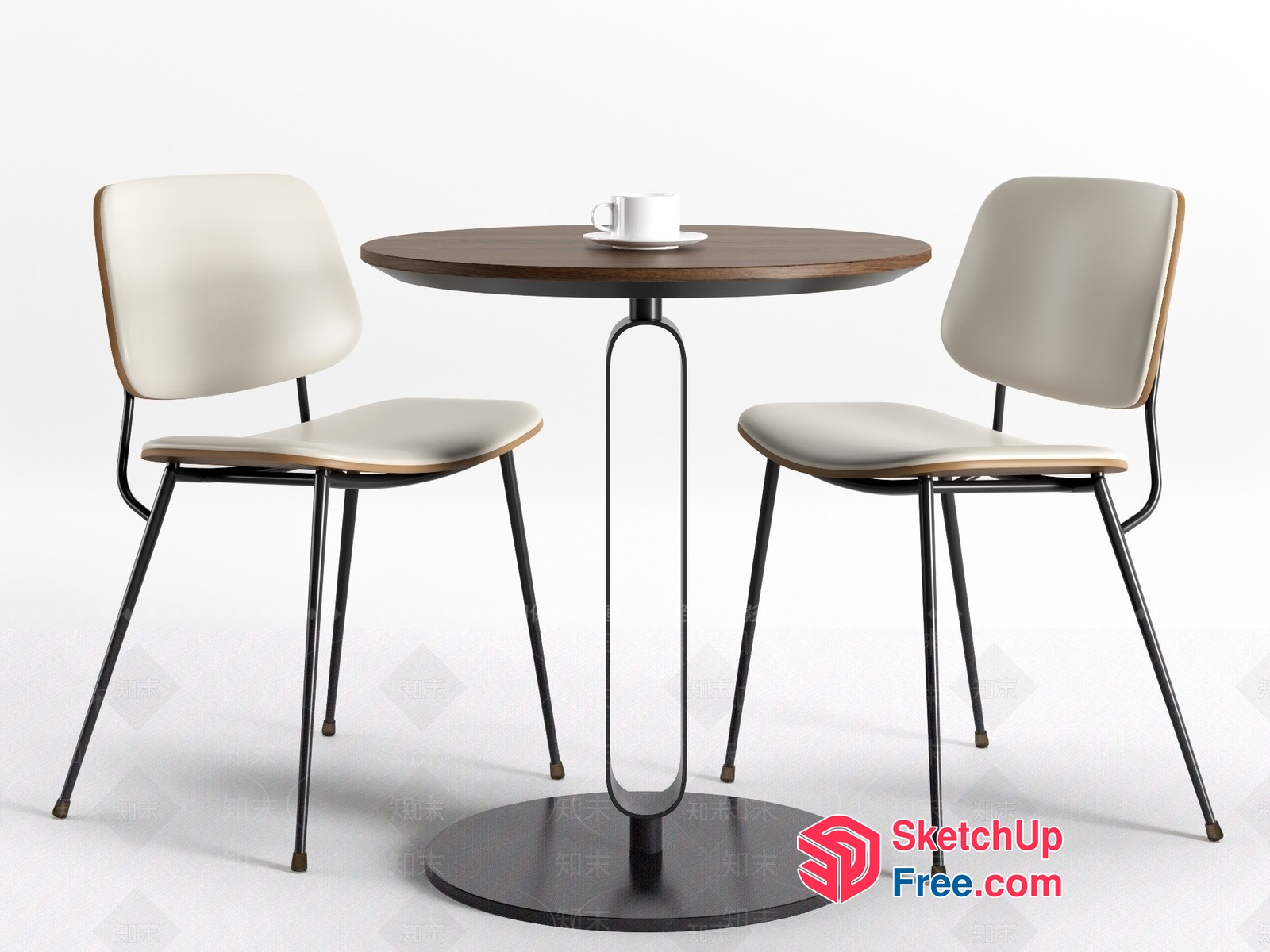 Modern Minimalist Round Table And Chairs 3D SketchUp File