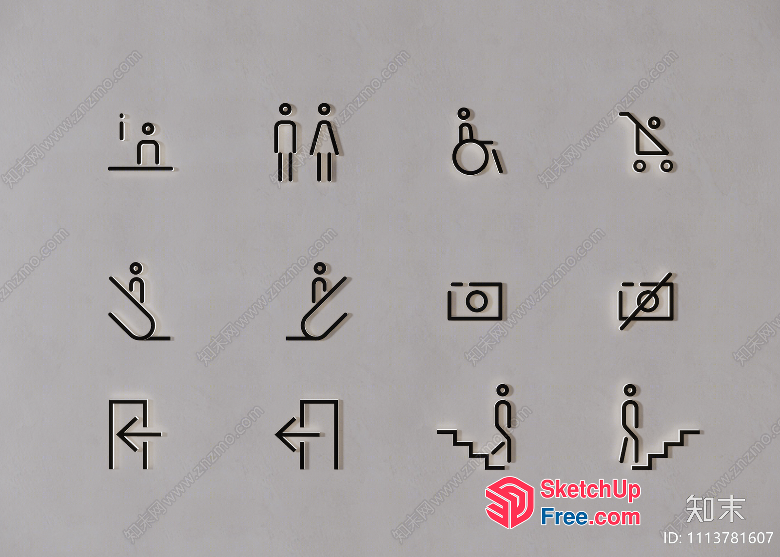 Modern Stairway And Elevator Icons 3D SketchUp File