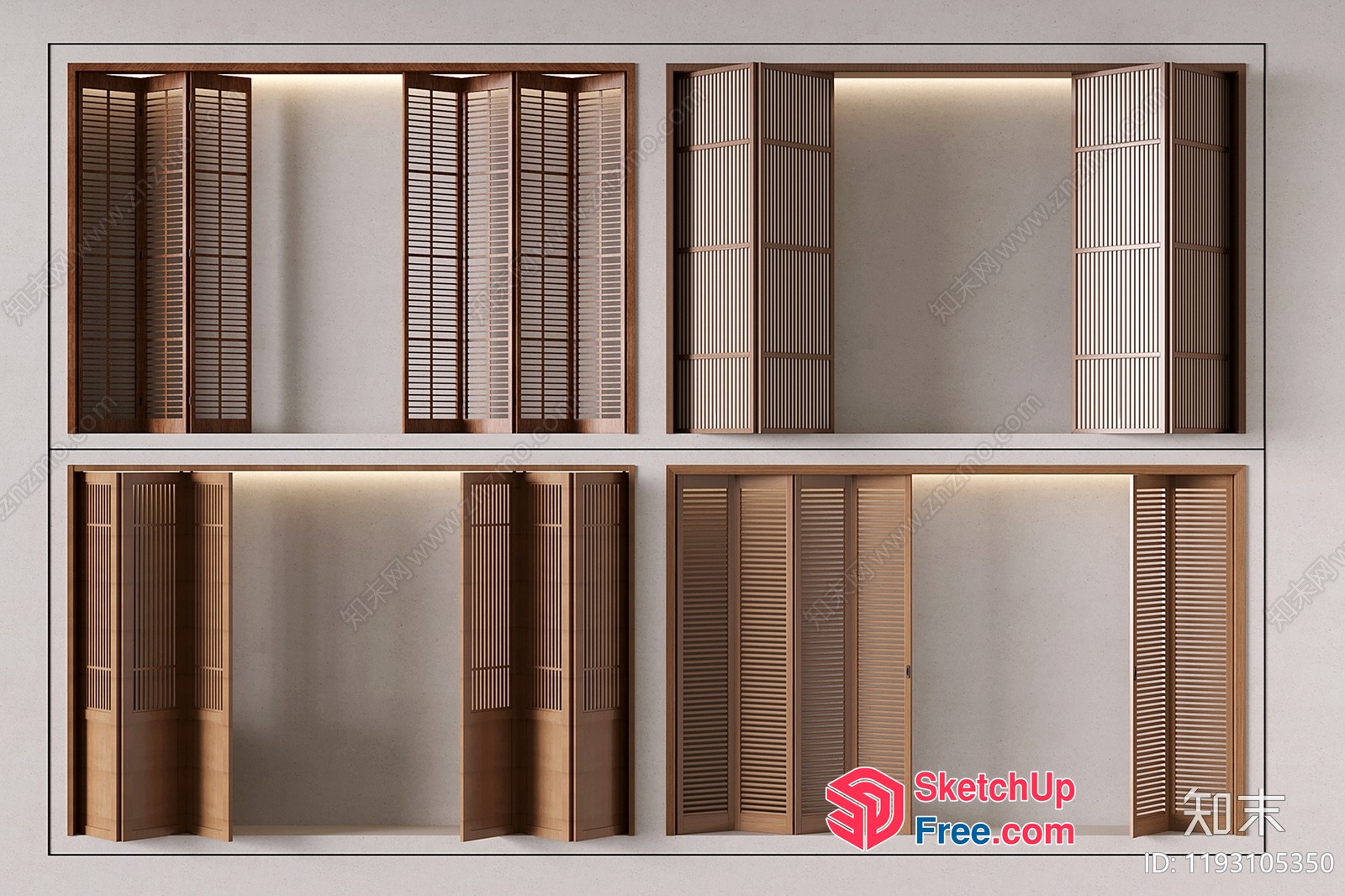 Wooden Slatted Partition Screens 3D SketchUp File