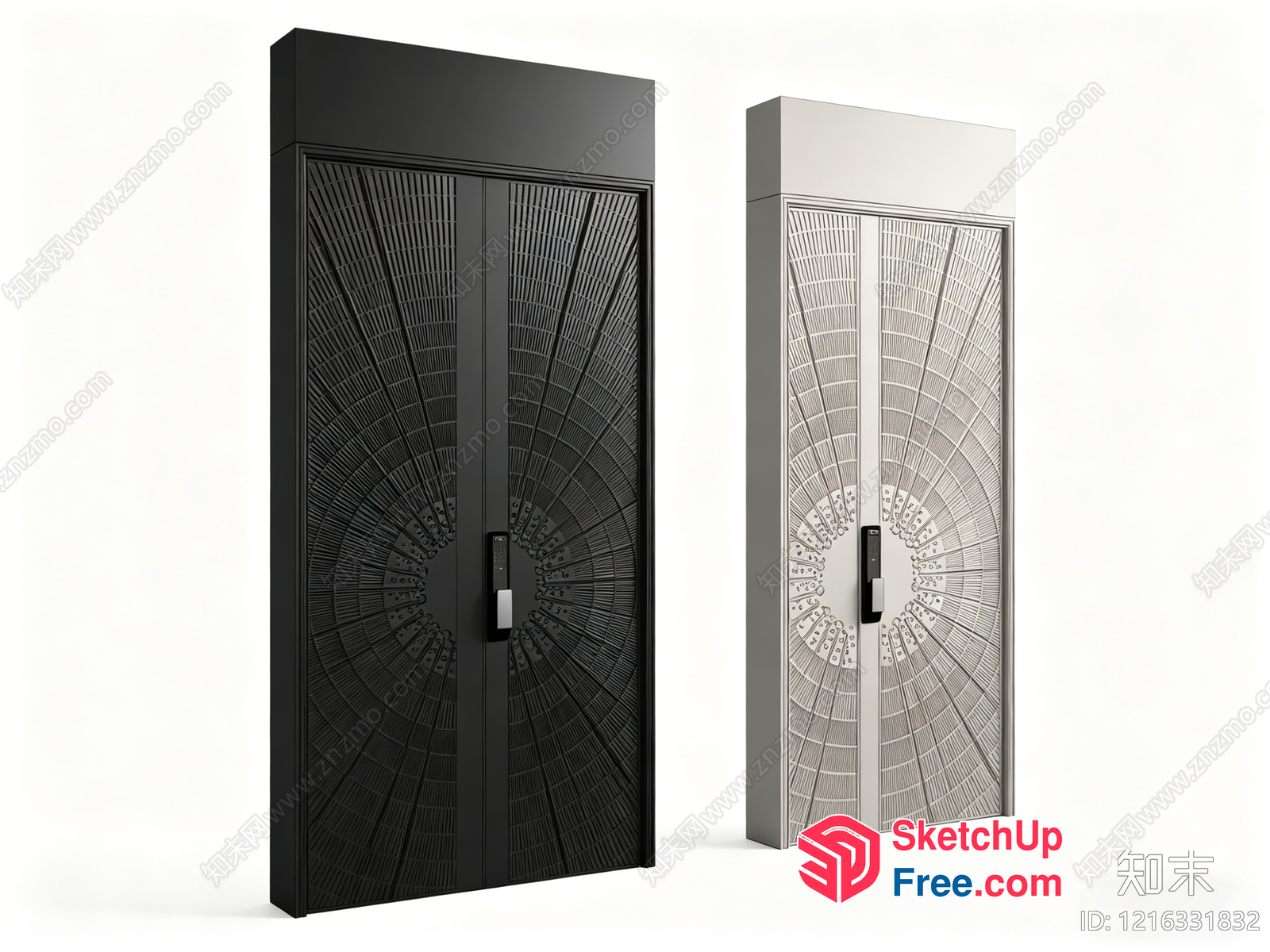 Two Elevator Doors With Intricate Patterns 3D SketchUp File