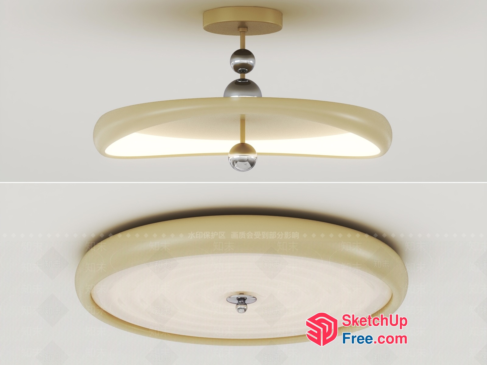 Elegant Creamy Style Ceiling Light Fixture 3D SketchUp File