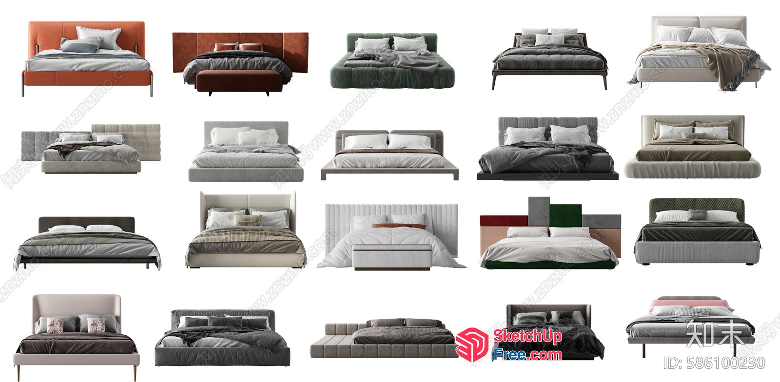 Various Modern Bed Styles 3D SketchUp File