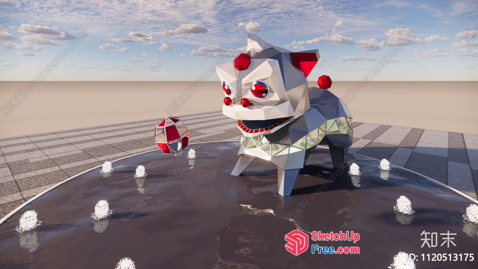 3D Low-Poly Cartoon Animal Sculpture 3D SketchUp File
