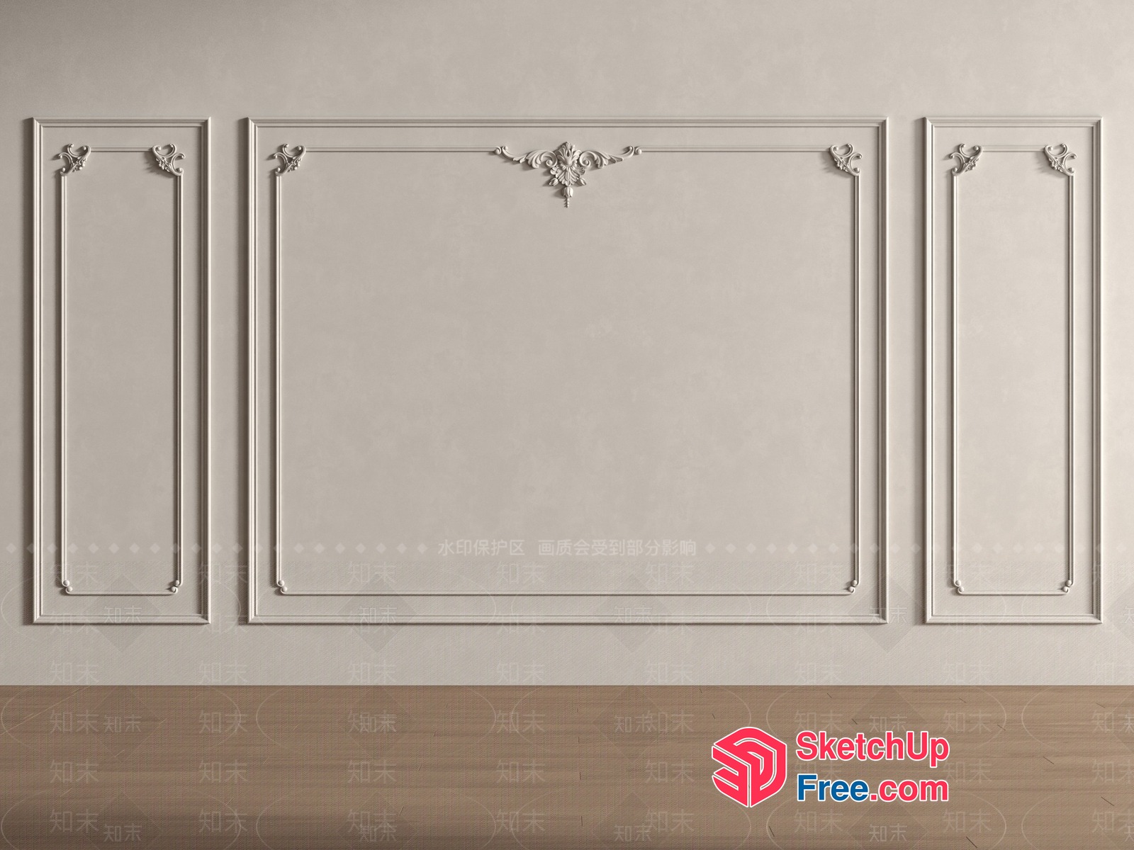 Ornate Wall Paneling With Carved Floral Accents 3D SketchUp File