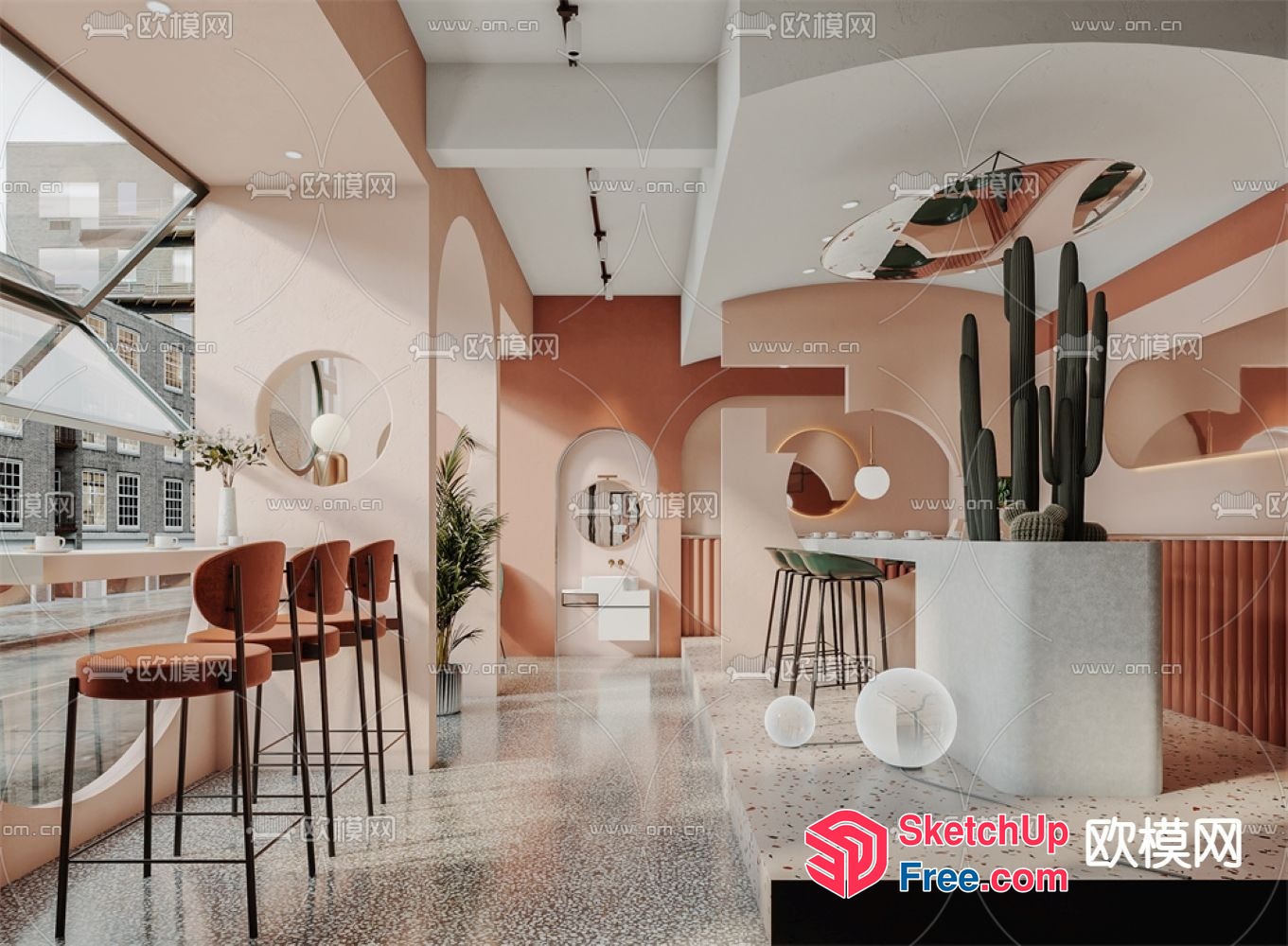 Modern Interior Design With Soft Pink And White Color Scheme 3D SketchUp File