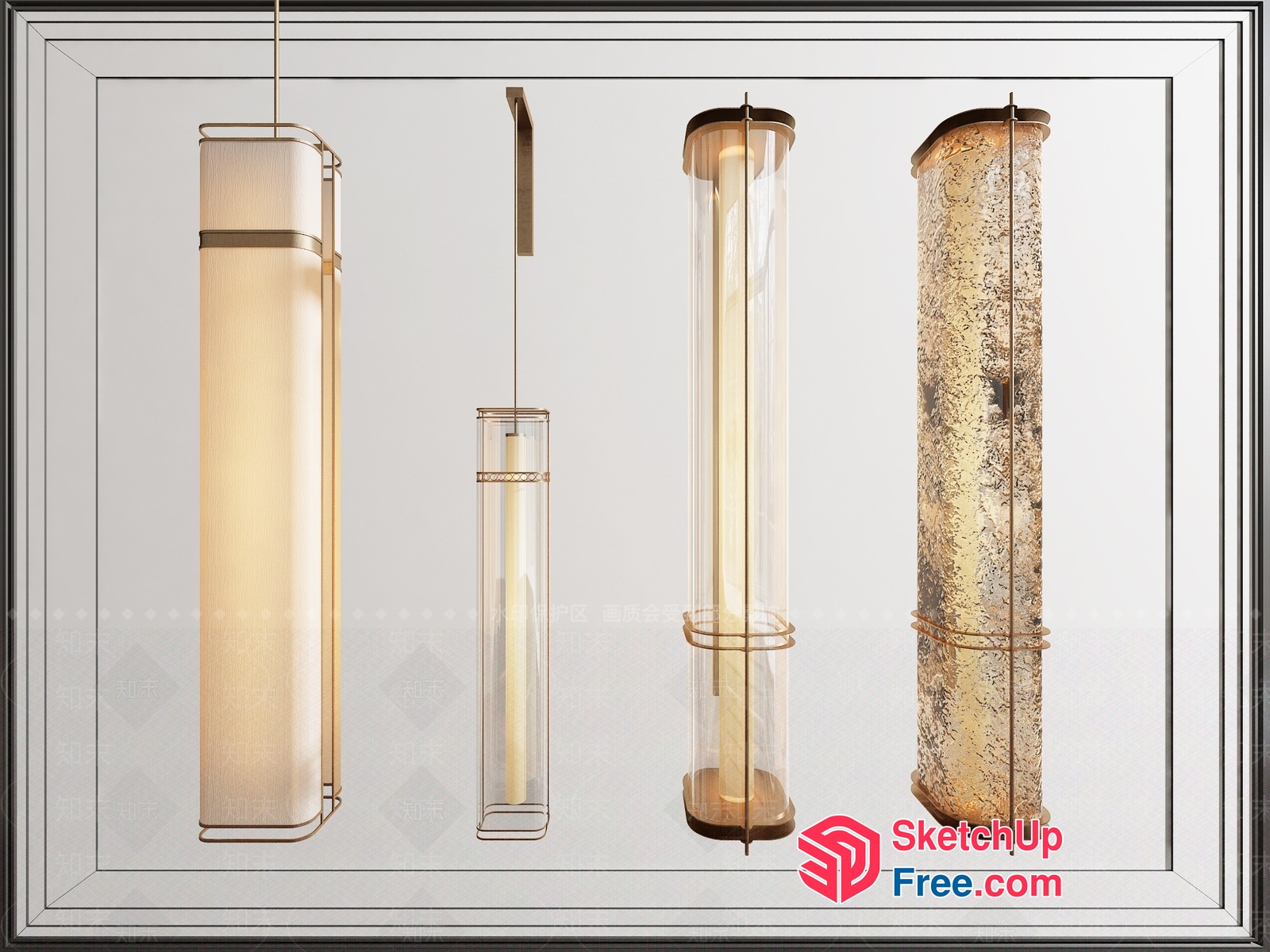 Elegant Glass And Metal Light Fixtures 3D SketchUp File