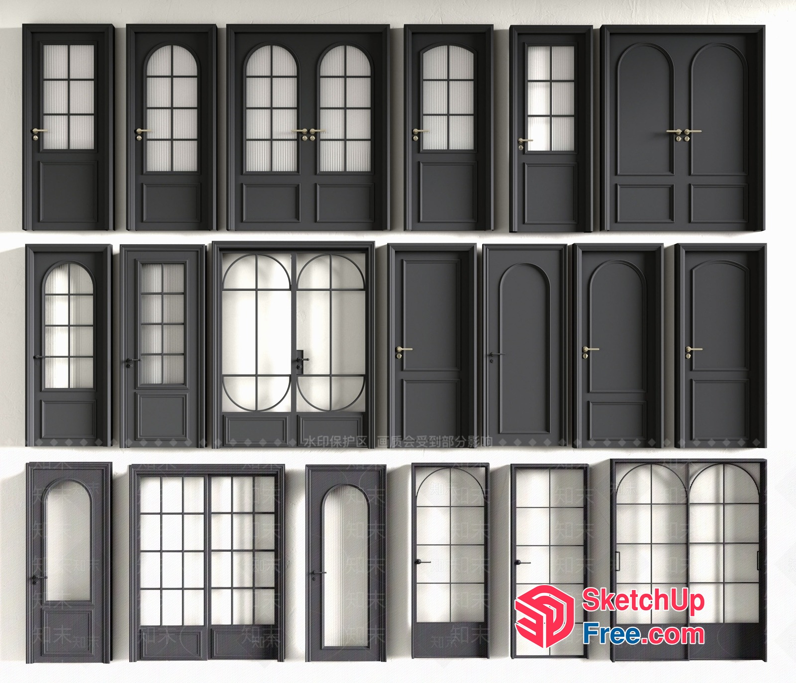 Elegant Black Door Designs 3D SketchUp File
