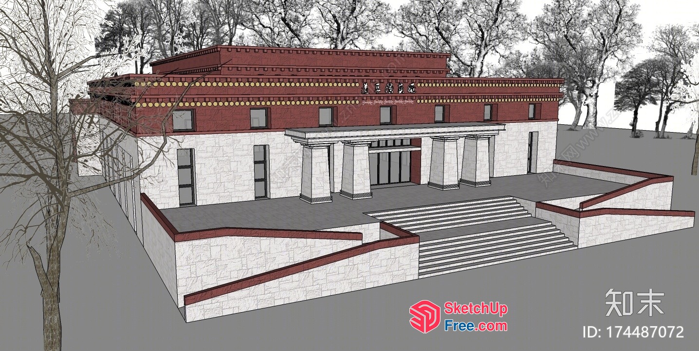 Traditional Asian-Style Building Exterior 3D SketchUp File