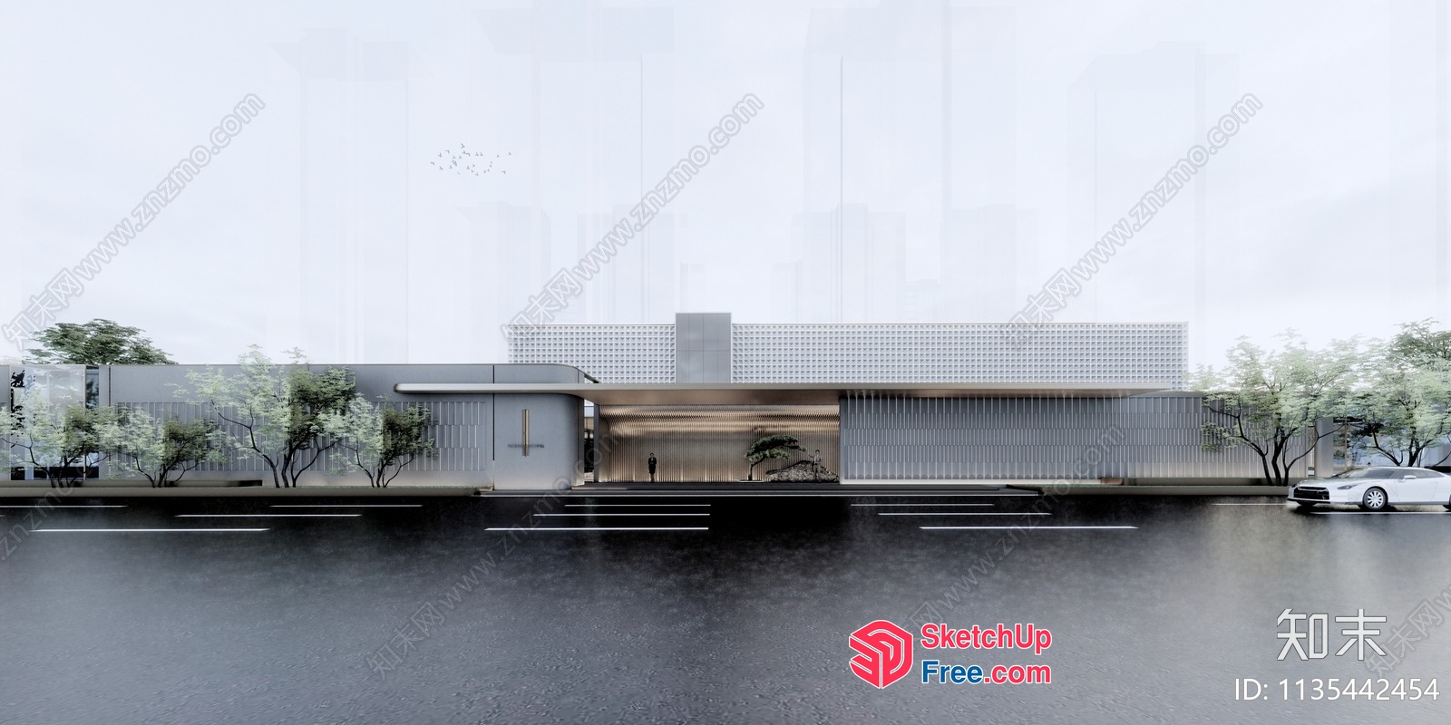 Modern Minimalist Building Exterior With Clean Lines 3D SketchUp File