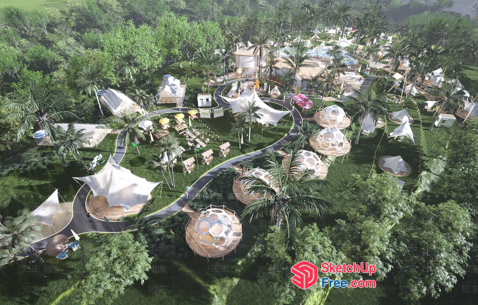 Tropical Resort Village 3D SketchUp File