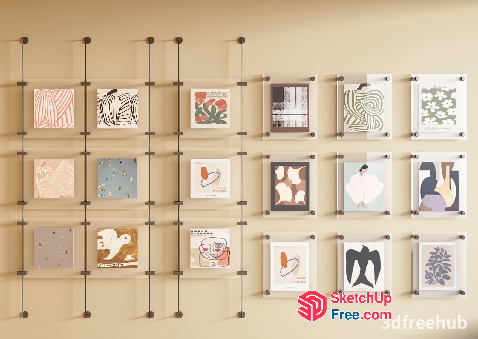 Modern Art Gallery Wall 3D SketchUp File