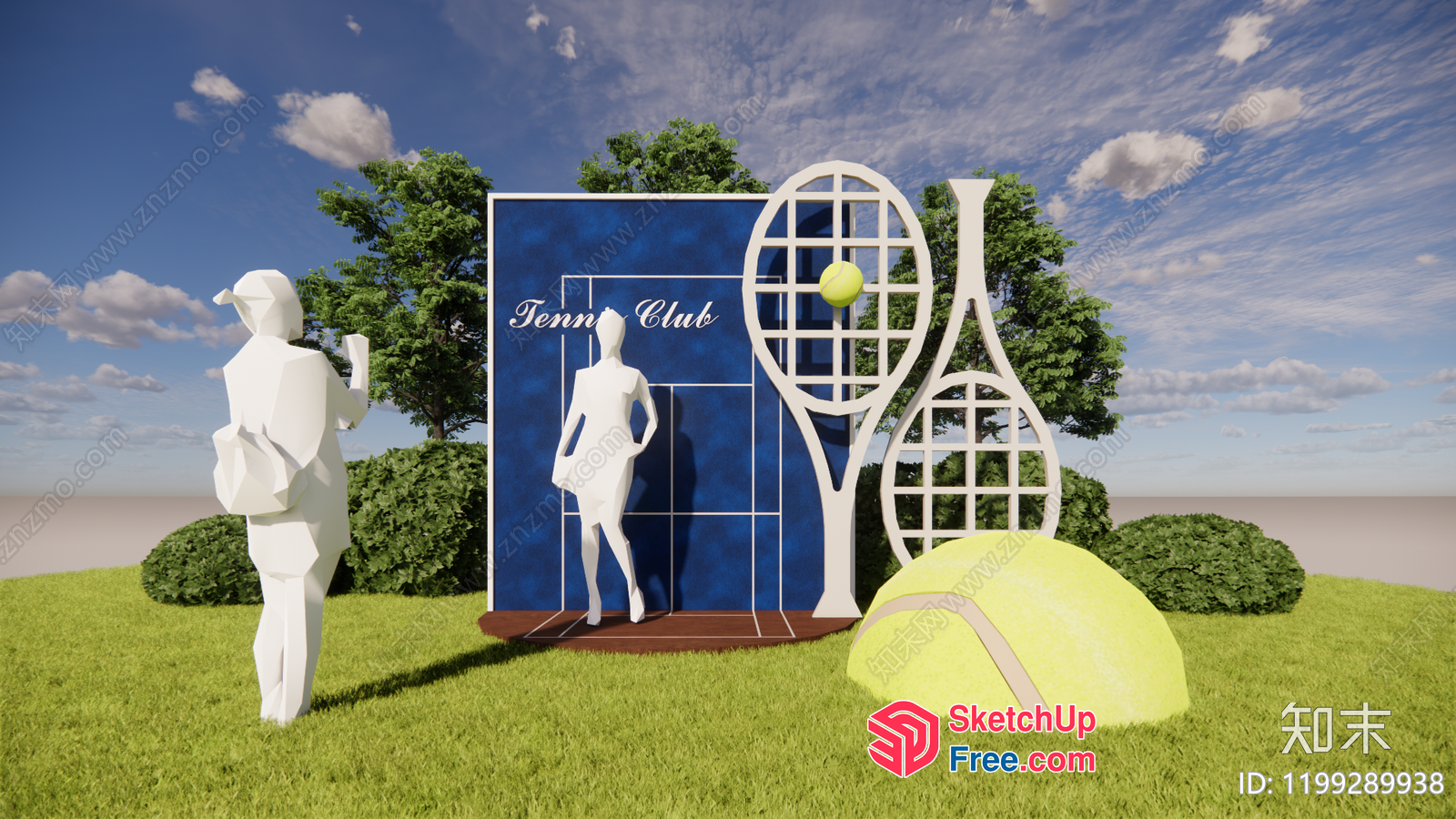 Tennis Club Decorative Scene 3D SketchUp File