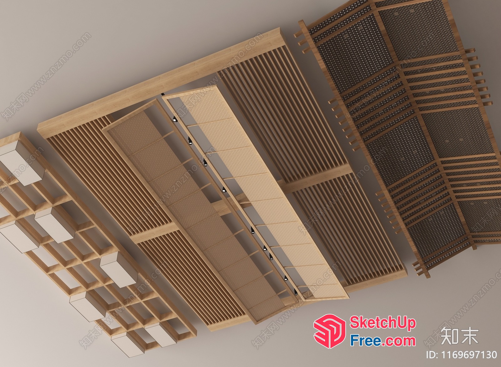 Wooden And Woven Ceiling Detail 3D SketchUp File