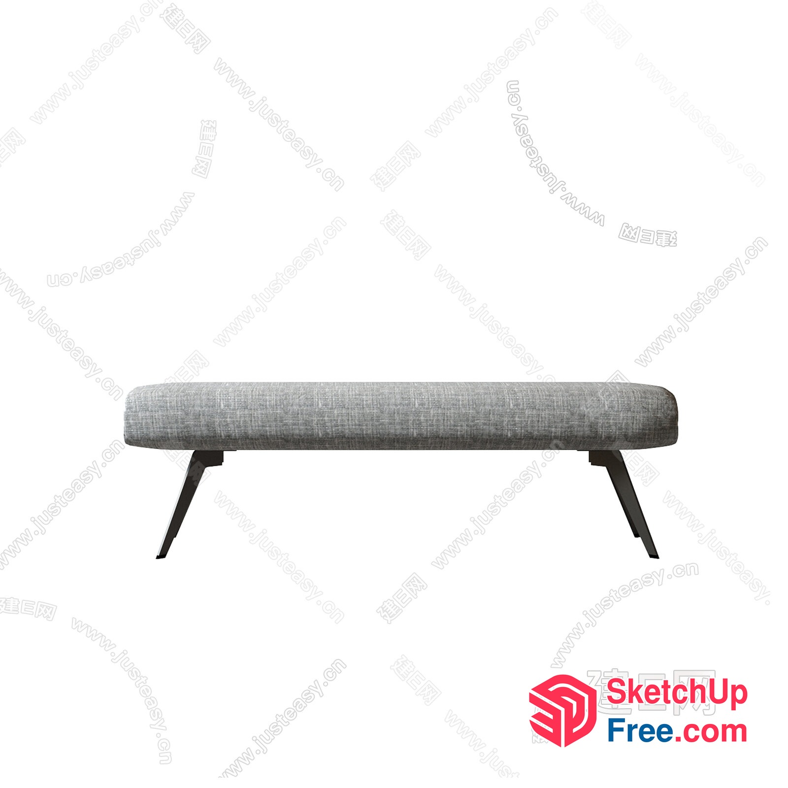 Modern Minimalist Grey Fabric Bench 3D SketchUp File