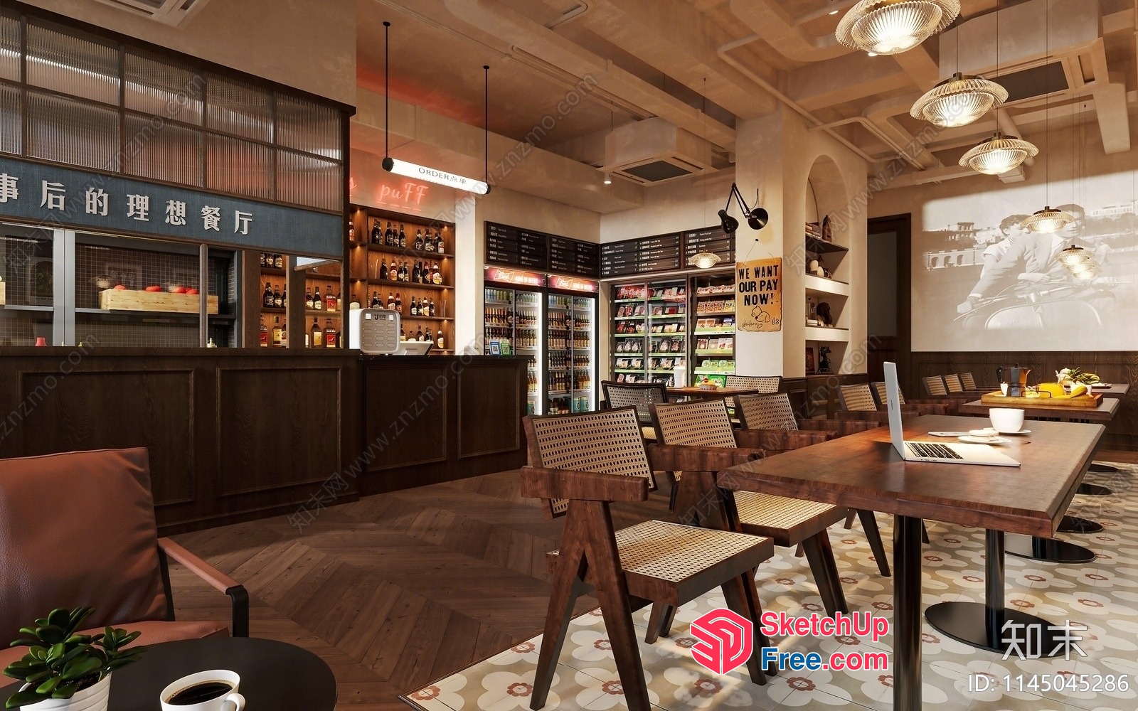 Cozy Coffee Shop Interior 3D SketchUp File