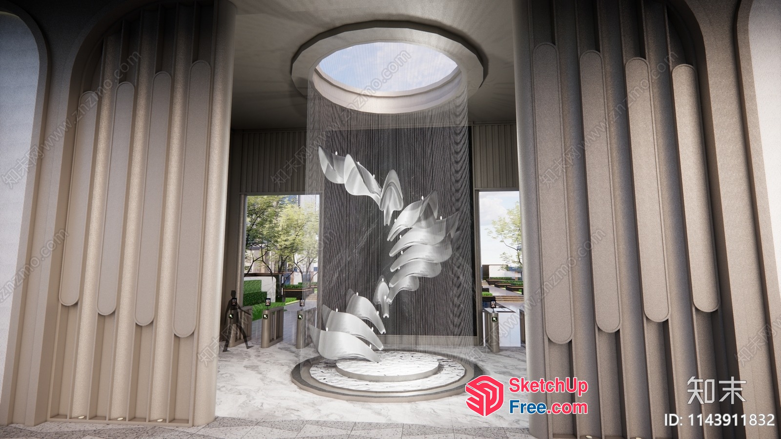 Modern Pillar And Staircase Design 3D SketchUp File