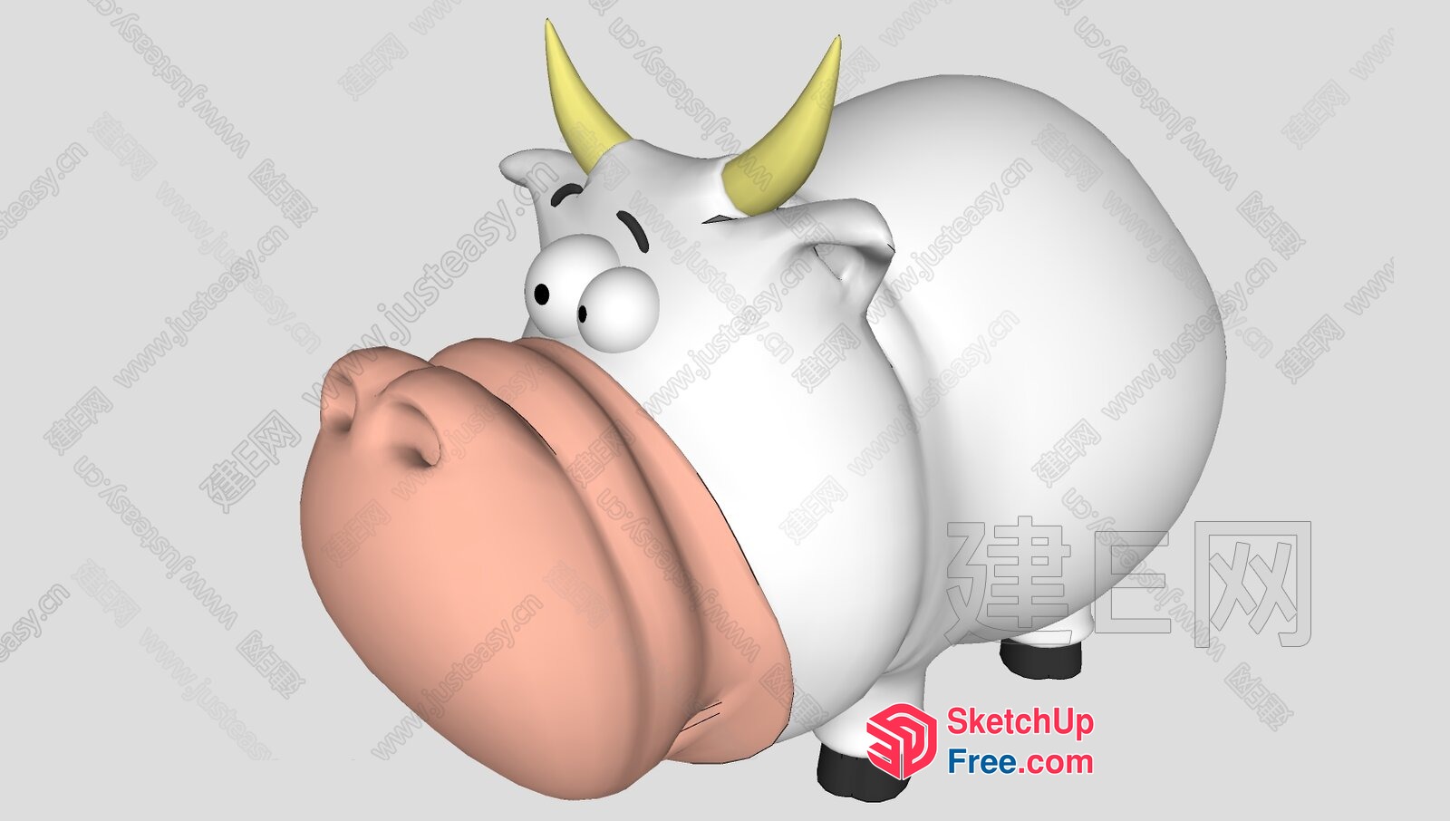 A 3D Model Of A Cartoon Bull With A Large Tongue 3D SketchUp File