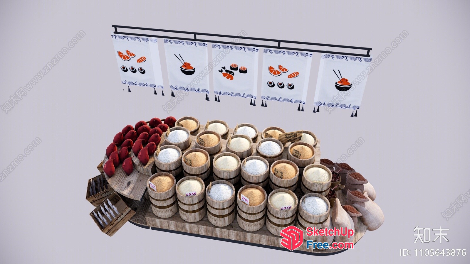 Asian Food Market Display 3D SketchUp File