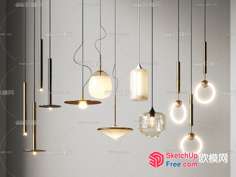 Elegant Hanging Light Fixtures 3D SketchUp File