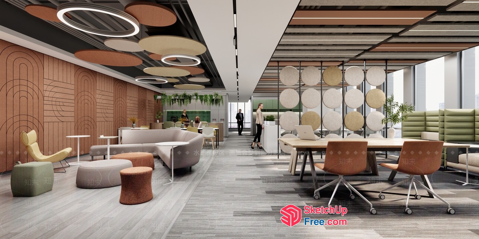 Modern Office Space With Unique Ceiling Design 3D SketchUp File