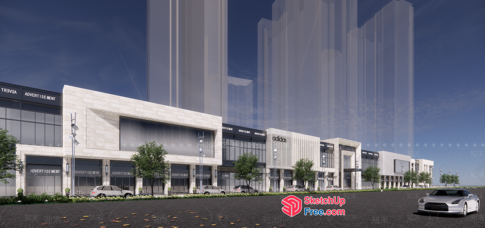 Modern Commercial Street Exterior 3D SketchUp File
