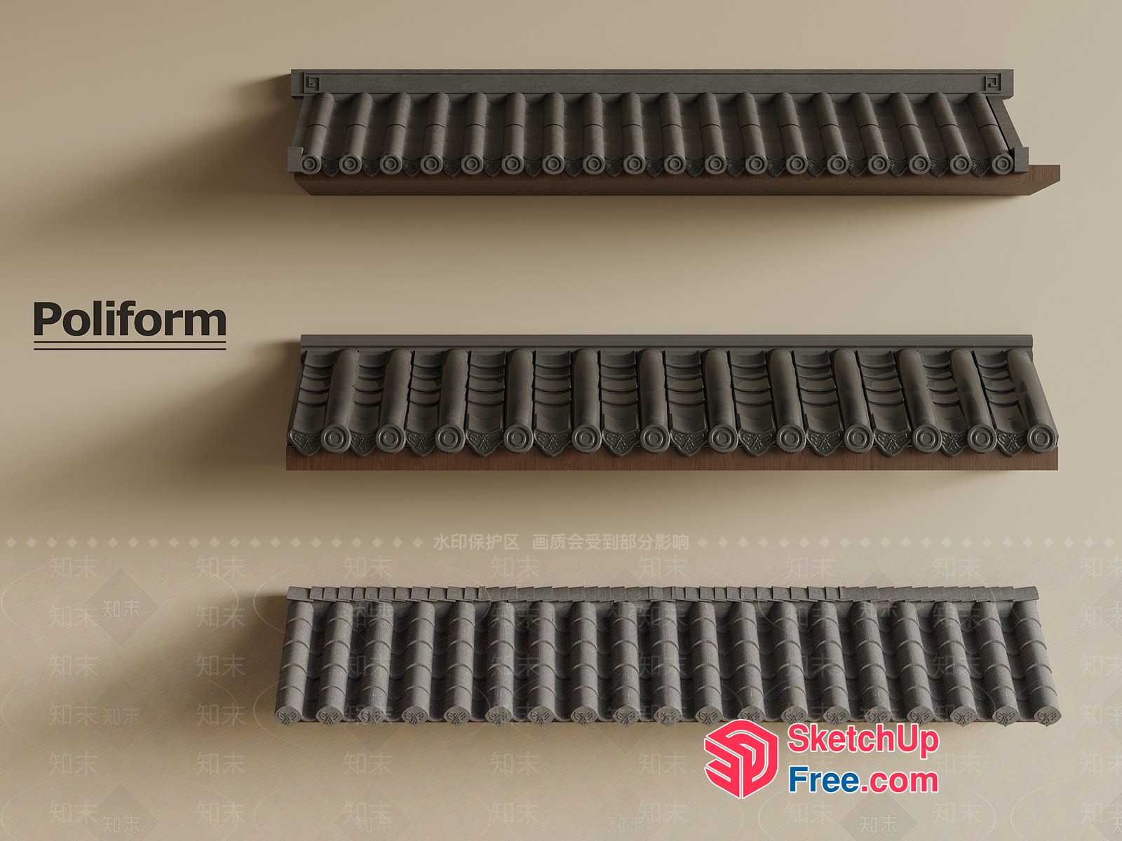 Japanese Roof Tile Moulding 3D SketchUp File