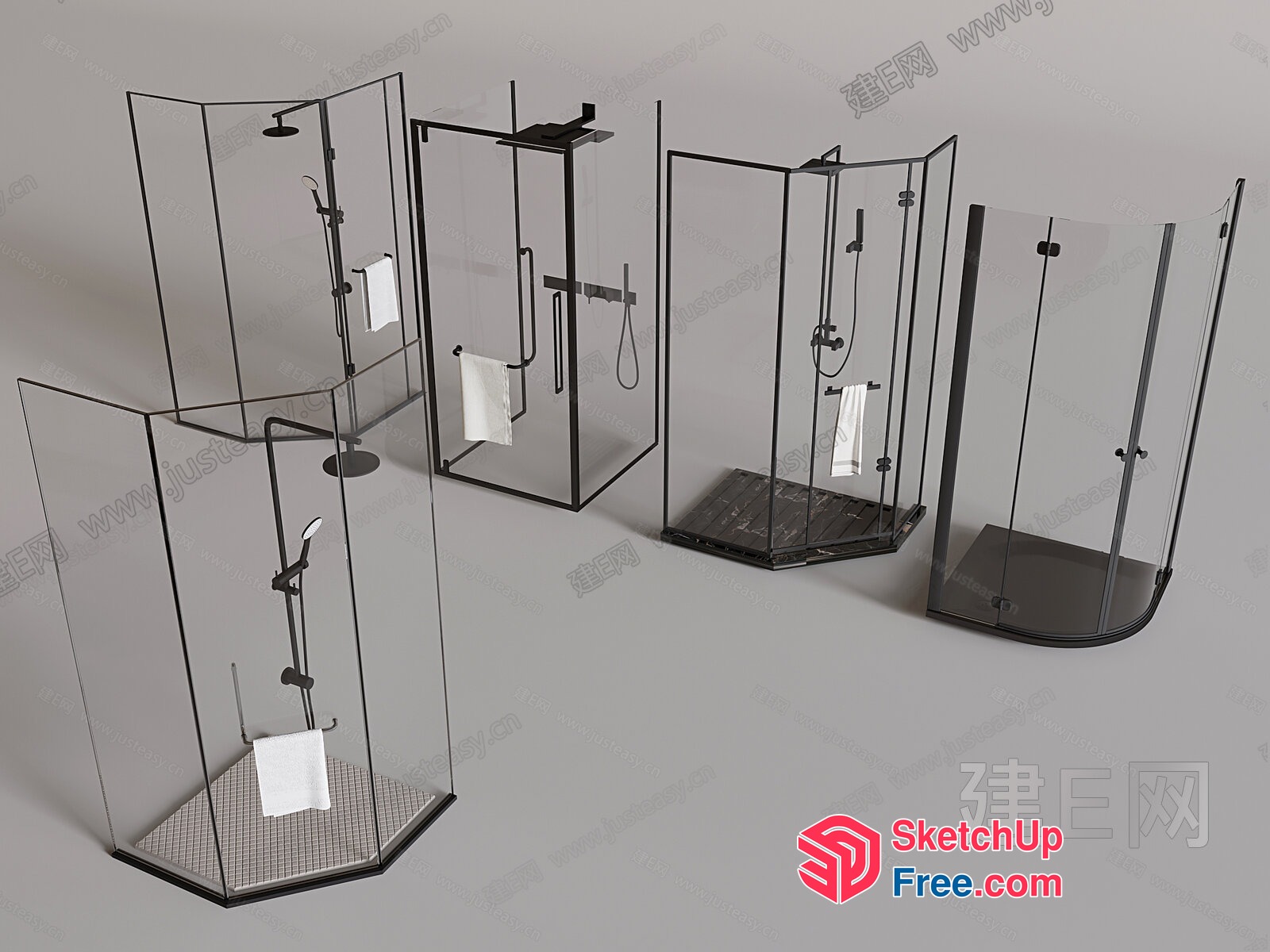 Glass Shower Enclosures And Fixtures 3D SketchUp File